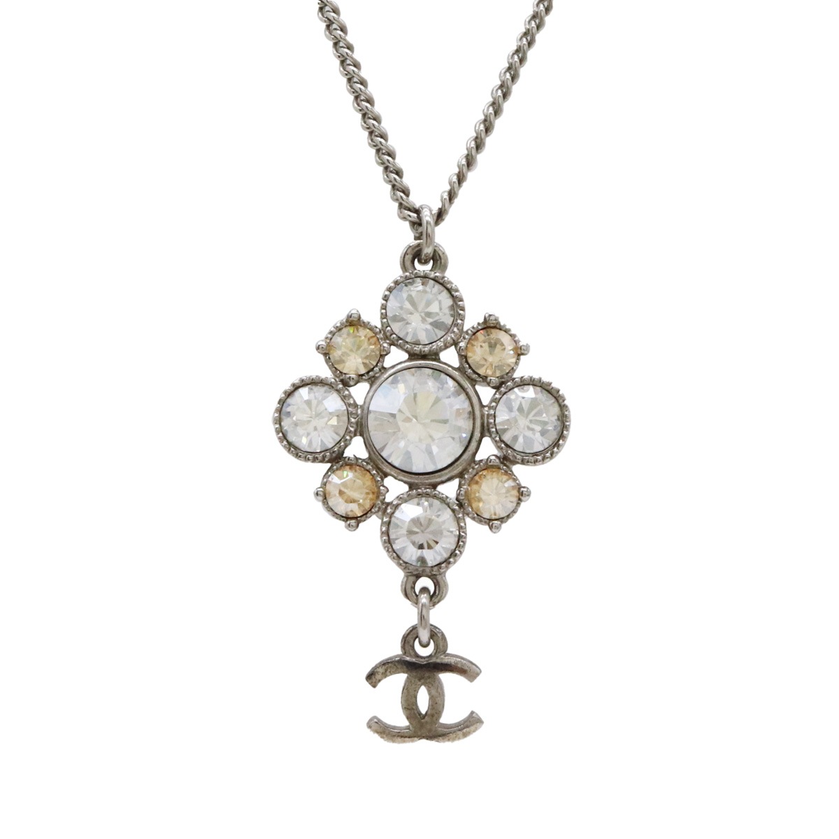 ココマーク ネックレス ペンダント ラインストーン メタル シルバーカラー C11