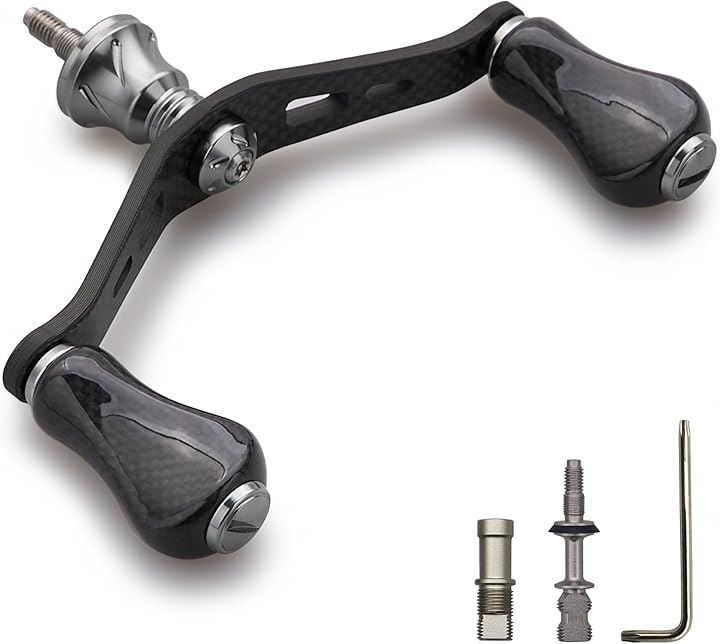 90mm リール ハンドル カーボン ノブ 搭載 シマノ ダイワ 通用 1.5K カーボン製 スピニングリール用 Gourd Series 1062(20mmノブ搭載 - ガンメタル)