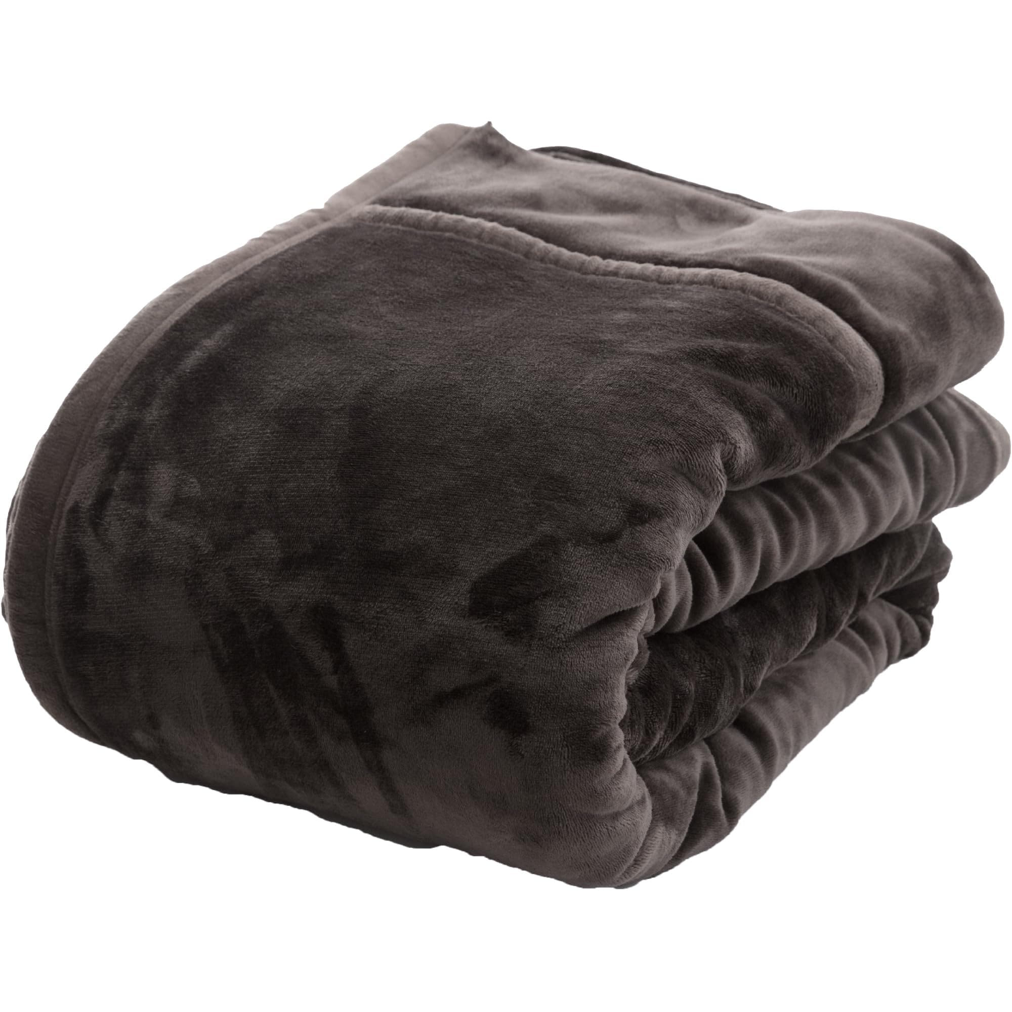 AQUA(アクア) 綿入り 毛布 厚手 ブランケット 冬 mofua モフア シリーズ シングル (140×200cm) チャコールグレー 4層構造 2枚合わせ 衿付き 56980168
