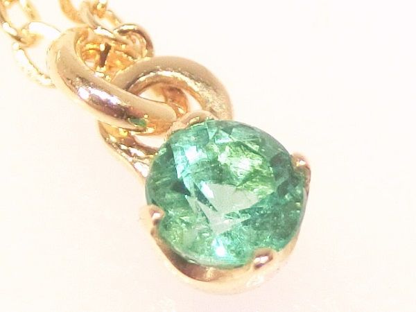 18金 一粒 天然 エメラルド ネックレス 18K YG 14K GF ko36-2 プレ 12,000円