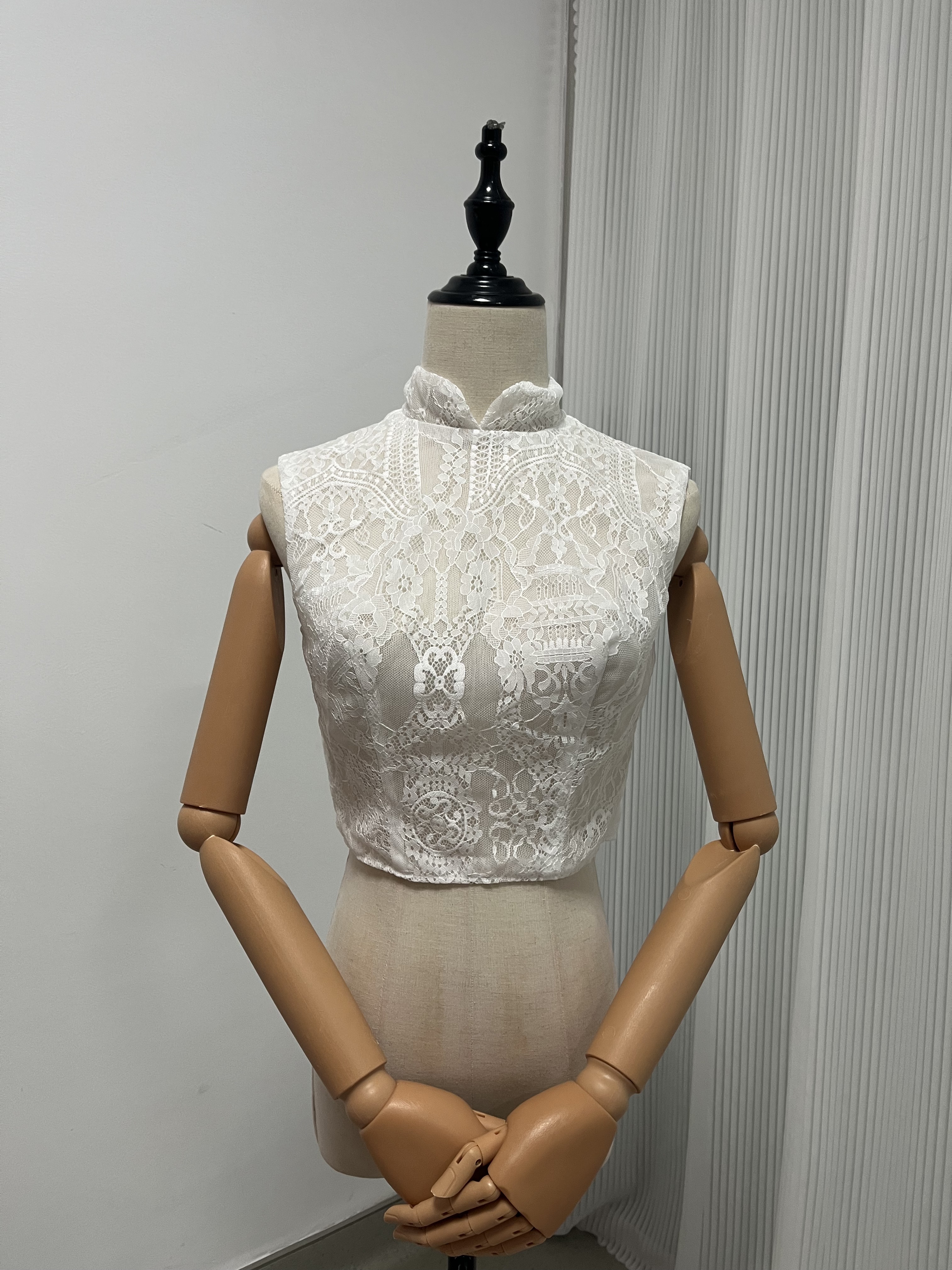レースボレロ ハイネック 背中見せ ノースリーブ 可愛い 結婚式/挙式
