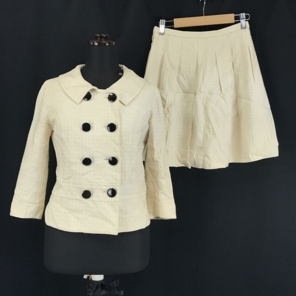JILL STUART上下セットアップ/ダブルブレストジャケット/スカート【Womens size -S/黄色/yellow/チェック柄】Jackets/Set upBH16