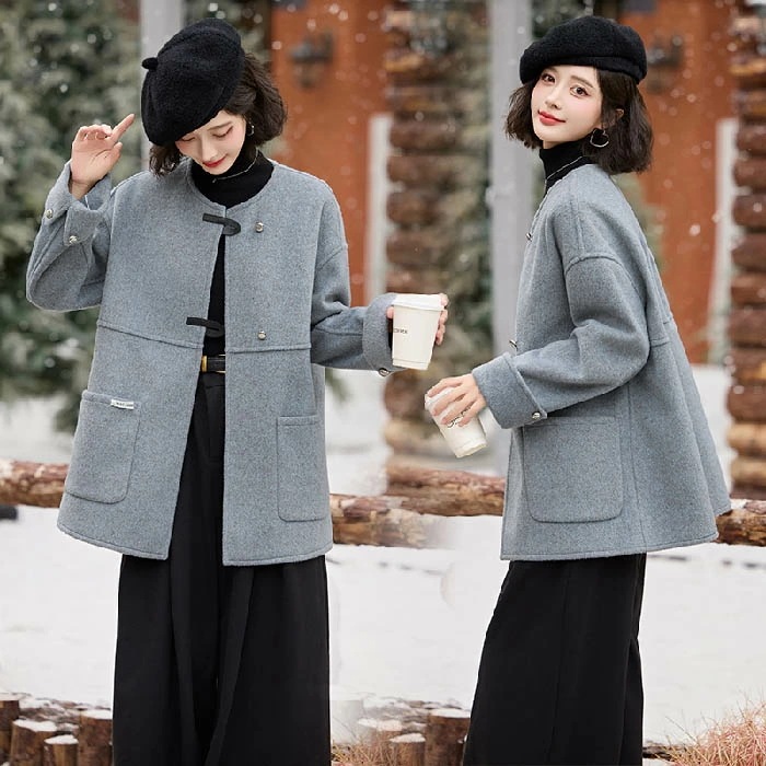 コート ノーカラー レディース チェスターコート 春 秋 コート トレンチコート ジャケット アウター ウール混 暖かい 柔らかい オーバーサイズ 秋 冬 上品 大きいサイズ シンプル カジュアル ク