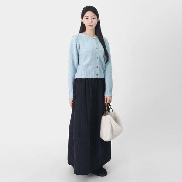 女性用冬6色ふんわりベーシックウール混ラウンドソフトカーディガンLSLOT015