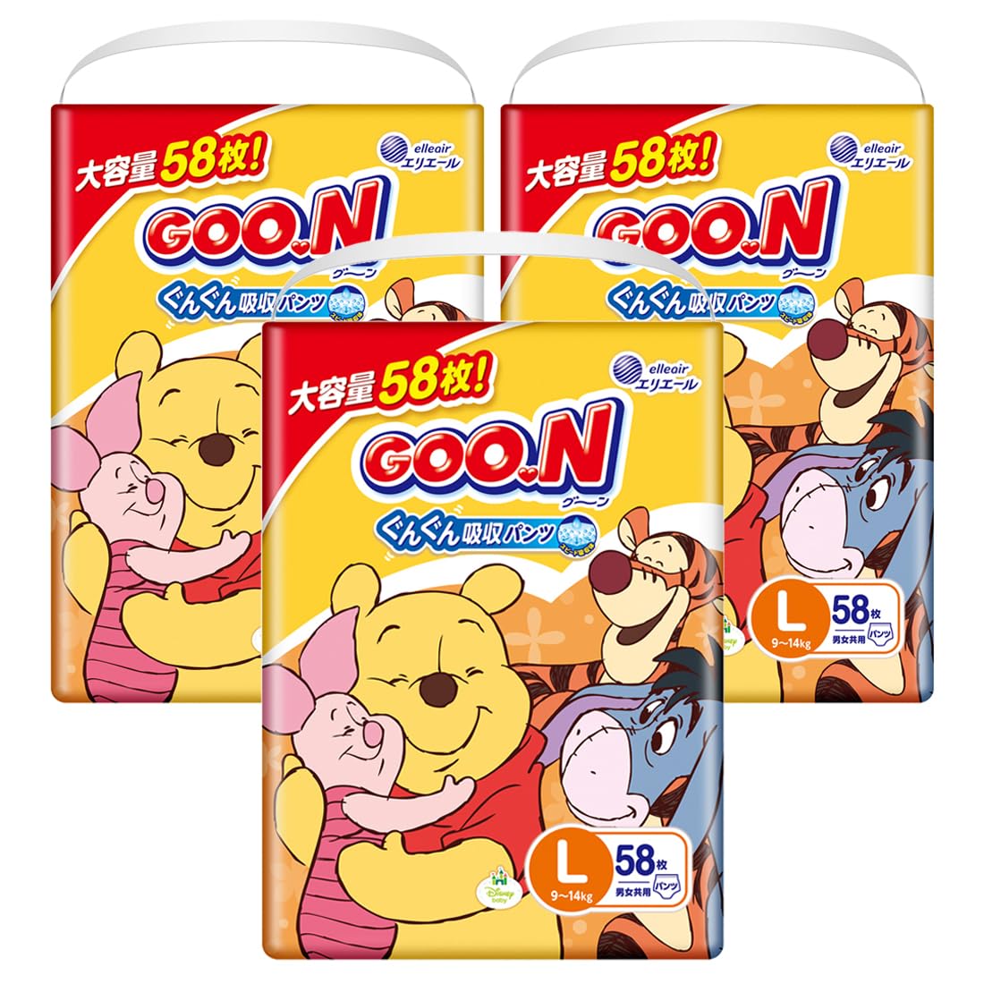 【パンツ Lサイズ】グーン ぐんぐん吸収パンツ おむつ (9~14kg) 174枚(58枚×3) [ケース販売] 【Amazon.co.jp限定】 ディズニーデザイン