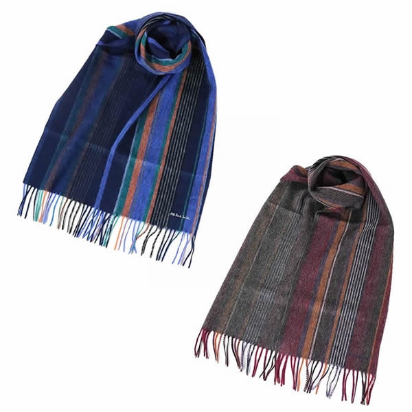 マフラー M2A-150K-M459 メンズ ネイビー バーガンディ