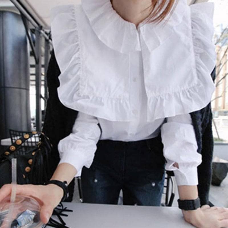 レディース ブラウス フリル 襟 長袖 ホワイト 春 夏 春夏 秋 ニュアンスカラー 大人可愛い きれいめ エレガント 上品 クラシック レトロ ガーリー カジュアル 大人女子 モード系 スタイリッシ 4,968円