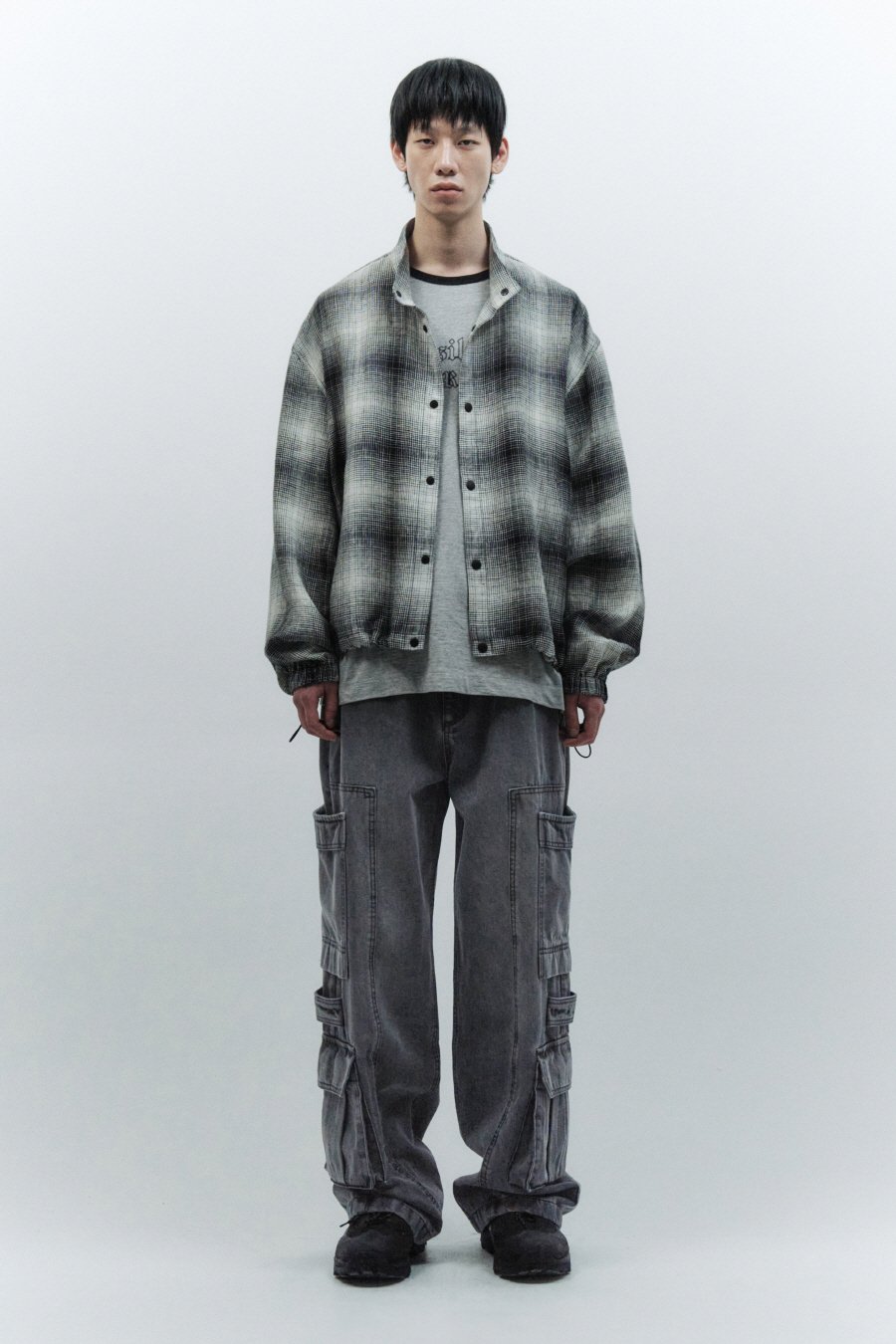 【INSILENCE】 DOUBLE POCKET WALK DENIM PANTS : GREY