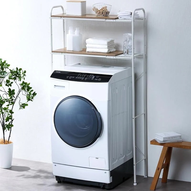 【即納】アイリスオーヤマ ランドリーラック 洗濯機ラック 幅伸縮タイプ(70~90cm) ホワイト デッドスペースを賢くおしゃれに活用 収納棚 隙間収納 ランドリールームをより素敵に メッシュ棚で伸ば