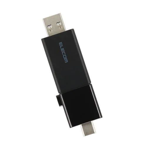 エレコム MF-WSAU3128GBK USBメモリ 128GB USB3.2 Gen1 USB Type-C ／ USB-A 両対応 スライド式 Windows Mac対応 ブラック
