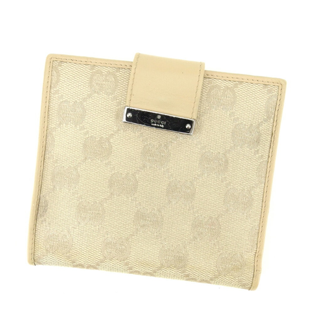 二つ折り財布 GG柄 ベージュ レディース 中古