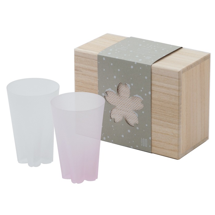 雪桜 タンブラー ペア 紅白 セット 日本製 グラス コップ ガラス酒器 江戸硝子