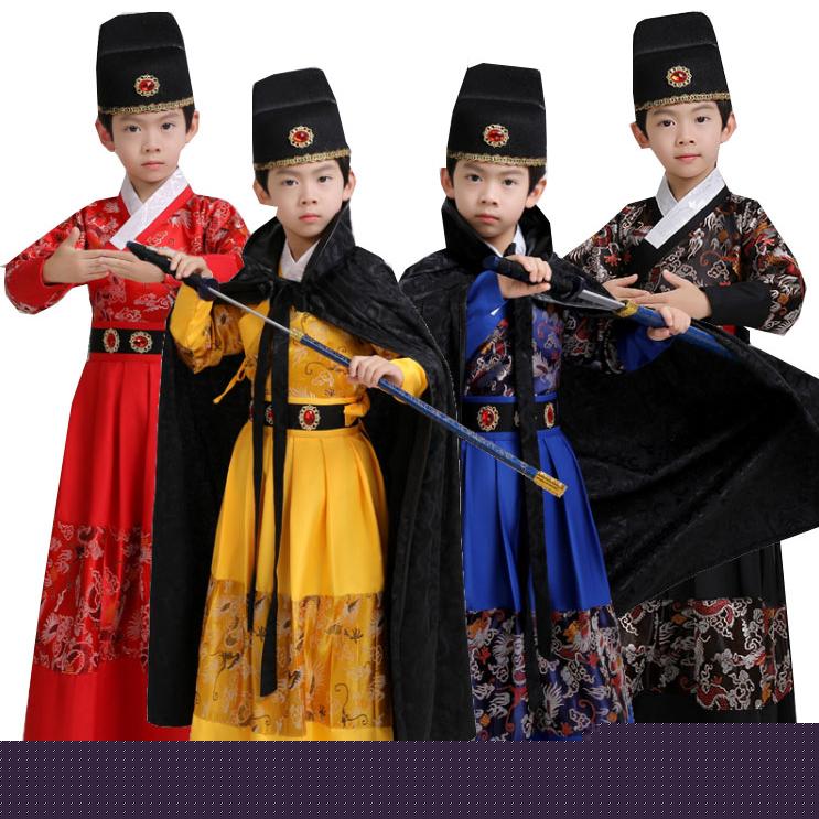 120-160cm子供漢服　男の子明朝宮廷衣装　マント対応可　龍柄　帽子付唐装　文化祭ハロウィンイベント華流コスプレ衣装　中華風舞台ステージ衣装　王子様仮装30%までに制限