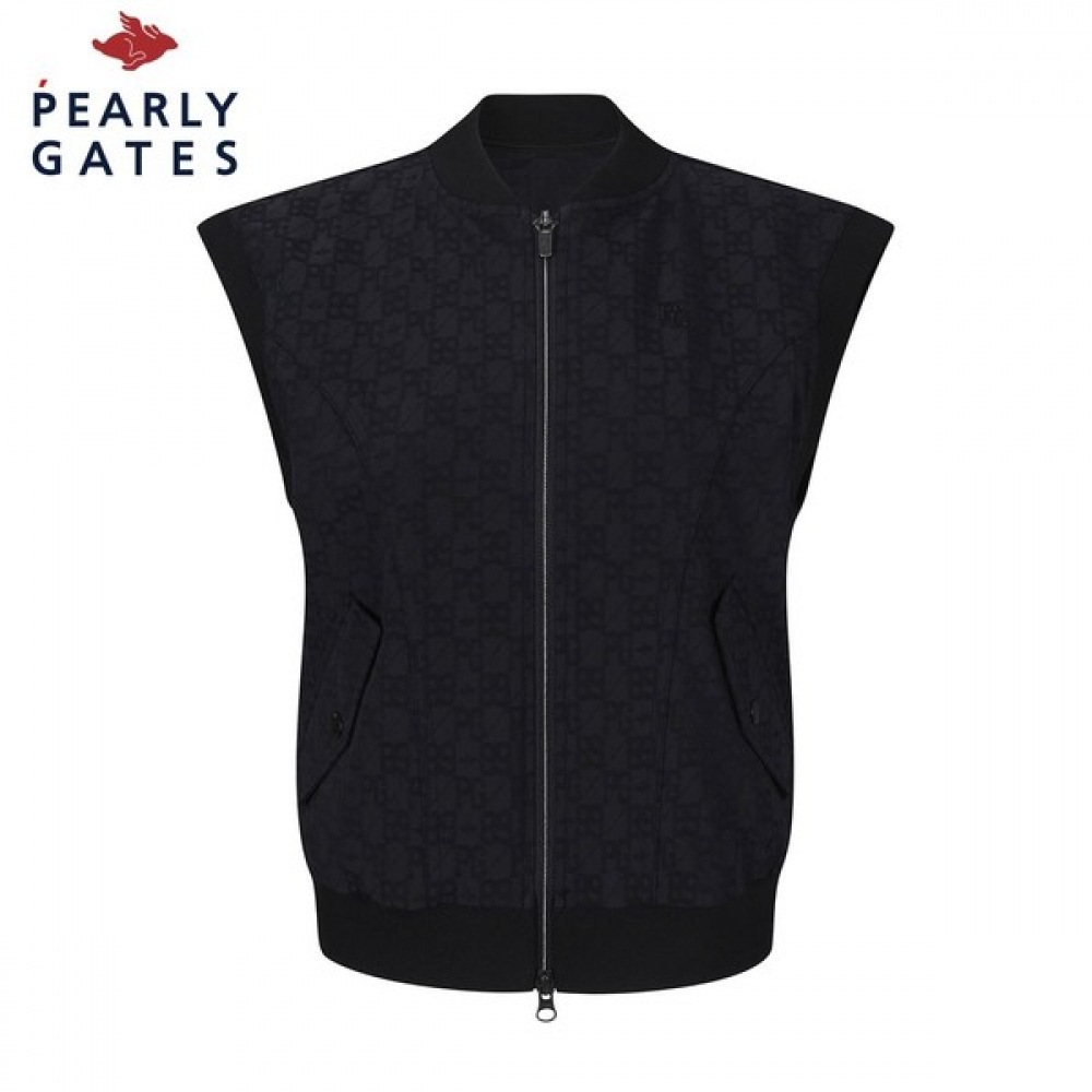 [Paris Gates] レディースロゴ柄ストレッチジップアップベスト