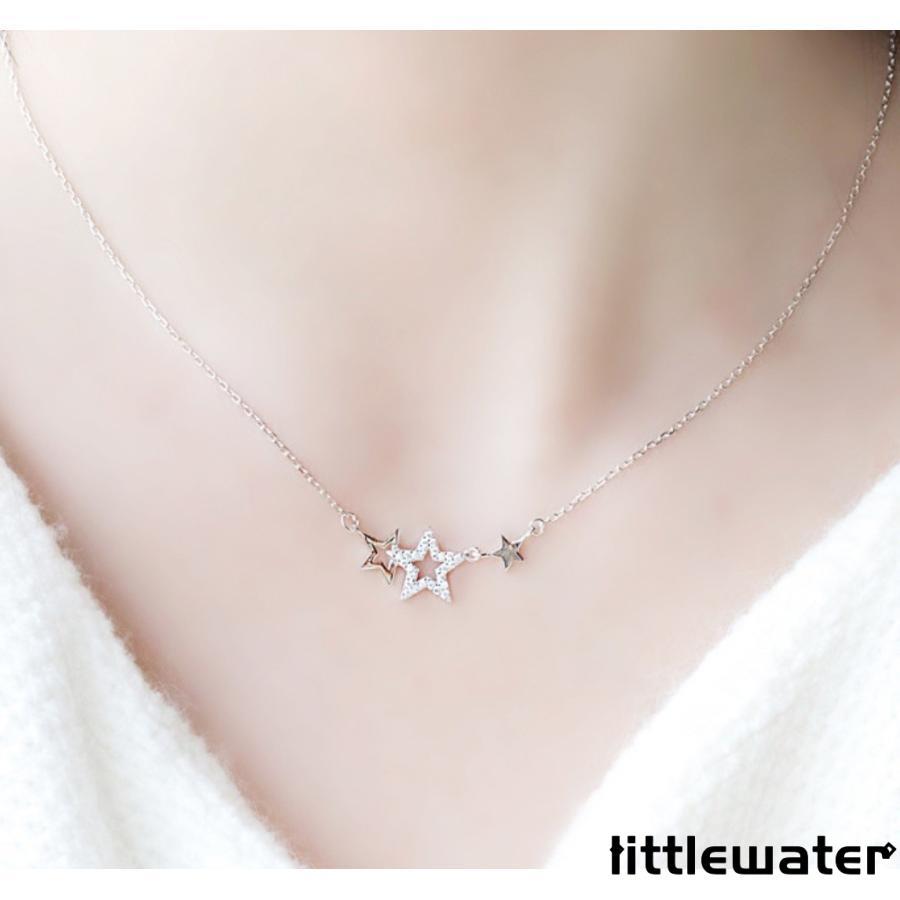 ネックレス レディース 20代30代 星形 星ペンダント ダイヤ3連 シルバー925 彼女 妻 誕生日プレゼント ギフト 母の日ギフト