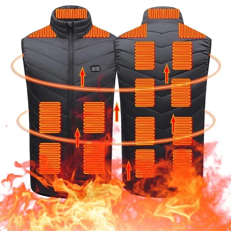 電熱ベスト ヒーターベスト 15エリア発熱 ヒーター付き USB式給電 スイッチ 前後独立温度設定可能 3段温度調整 暖 通勤 防寒対策 洗える 暖かい