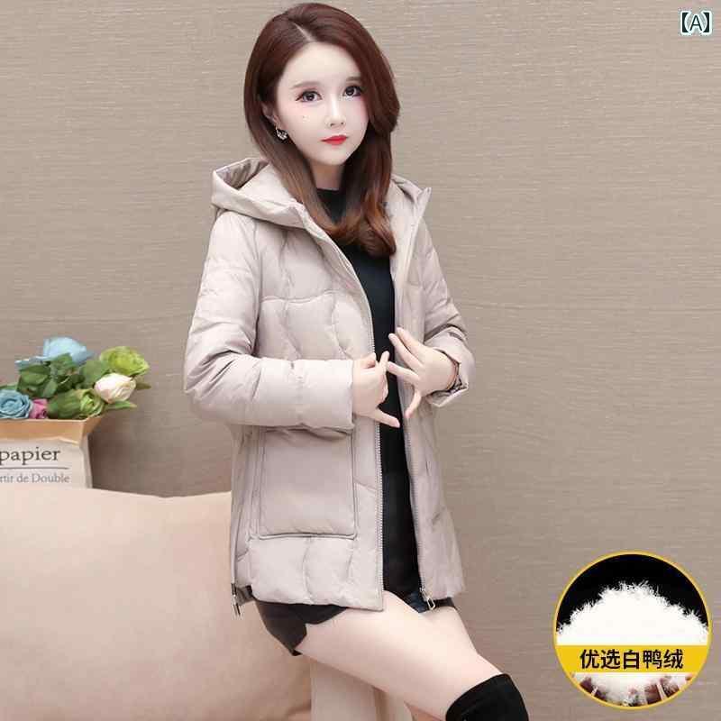 レディース ダウンジャケット お母様 大きいサイズ フード ダウン ジャケット 冬 軽量 暖かい 通気性 優れた ホワイトダックダウン