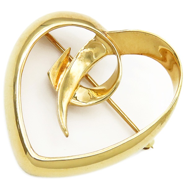 ティファニー Tiffany & Co ブローチ オープンハート K18YG イエローゴールド 750YG 【箱】【中古】