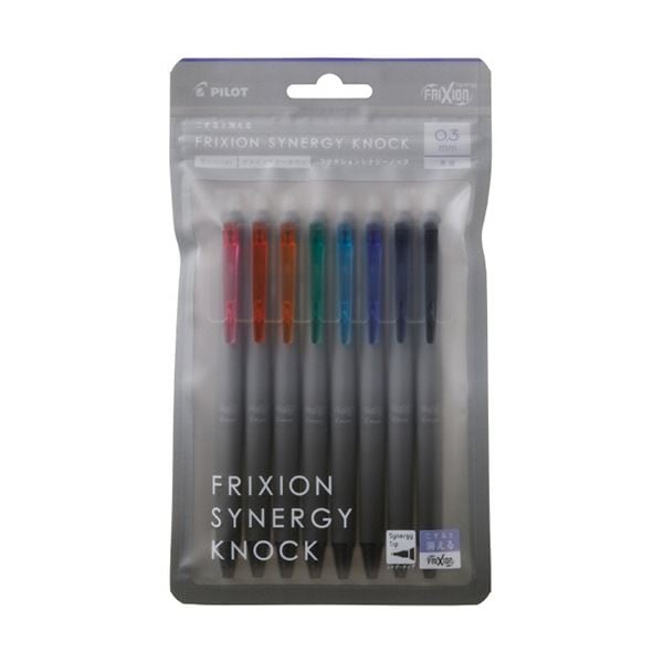 （まとめ） パイロットゲルインキボールペン フリクションシナジーノック03 激細0.3mm 8色（各色1本） LFSK-13-8C 1パック (×3セット)