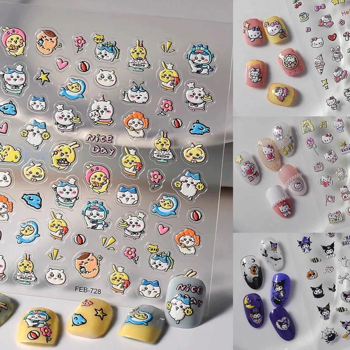 【メガ割】大人気 かわいい ちいかわ ネイルステッカー ネイルシール キティ キャラクター 簡単貼り付け ネイルサロン ネイルアート ネイルパーツ ジェルネイル セルフお家ネイル 2