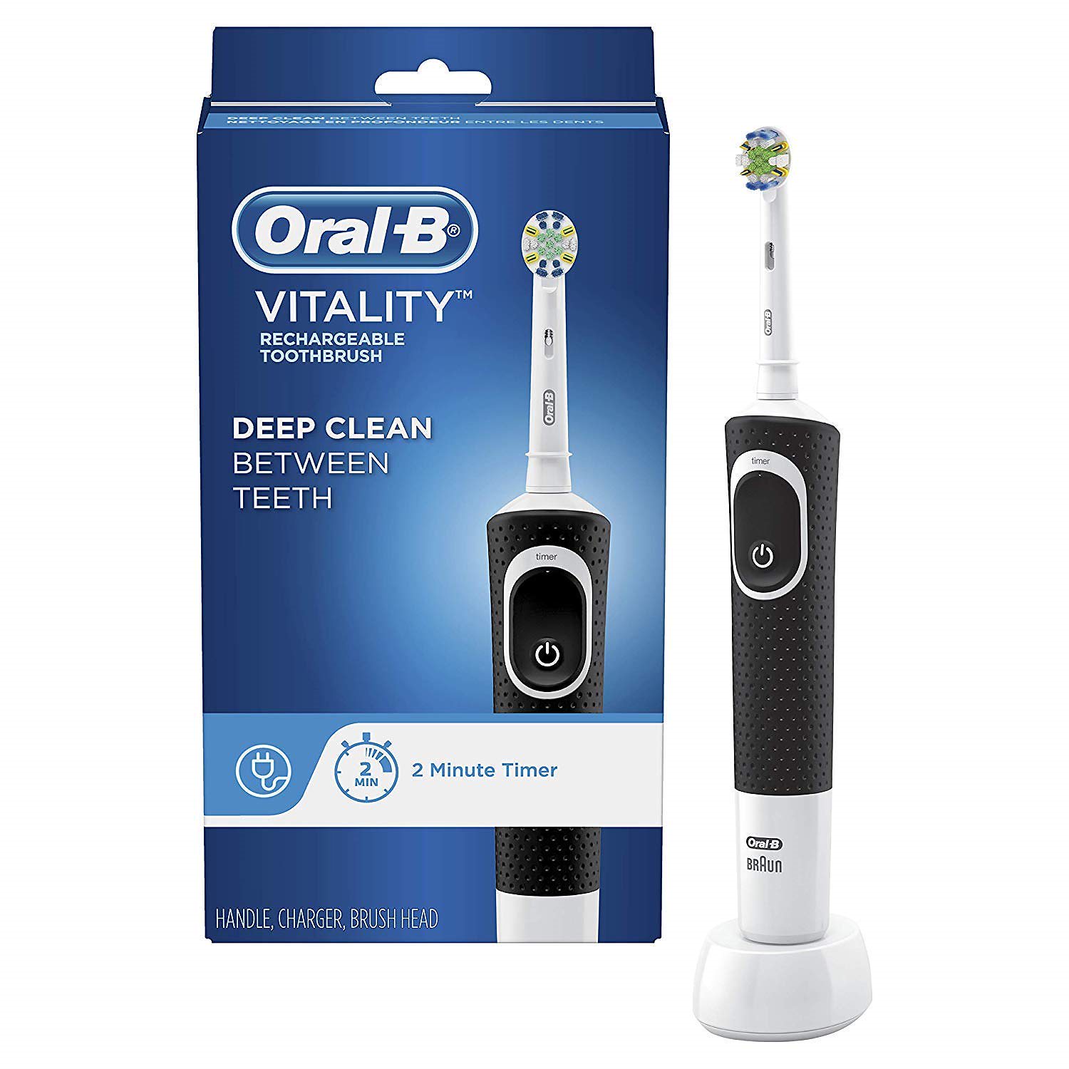 1つのOral-B交換ブラシヘッドバイタリティフロスアクションブラックの付いたOral-B電気歯ブラ