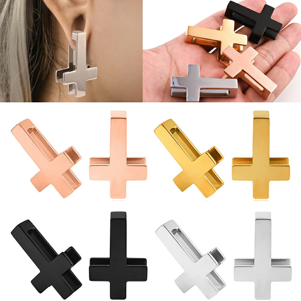 ボディピアス 2G 逆さクロスウエイト 十字架 2ゲージ フック 大きい 重い 拡張 金色 ゴールド 黒色 ブラック ピンクゴールド 銀色 シルバー 男性 女性 プレゼント hd747xxxxxxxx