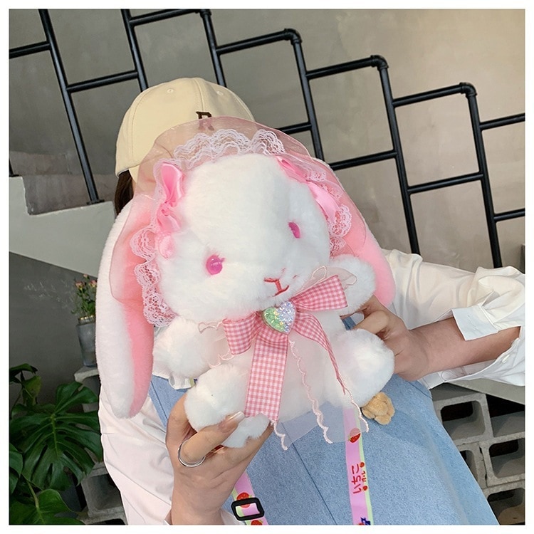 新しいかわいいロリータウサギバッグパールショルダーバッグ漫画バッグ人形女の子誕生日ギフトクロスボディバッグ在庫あり