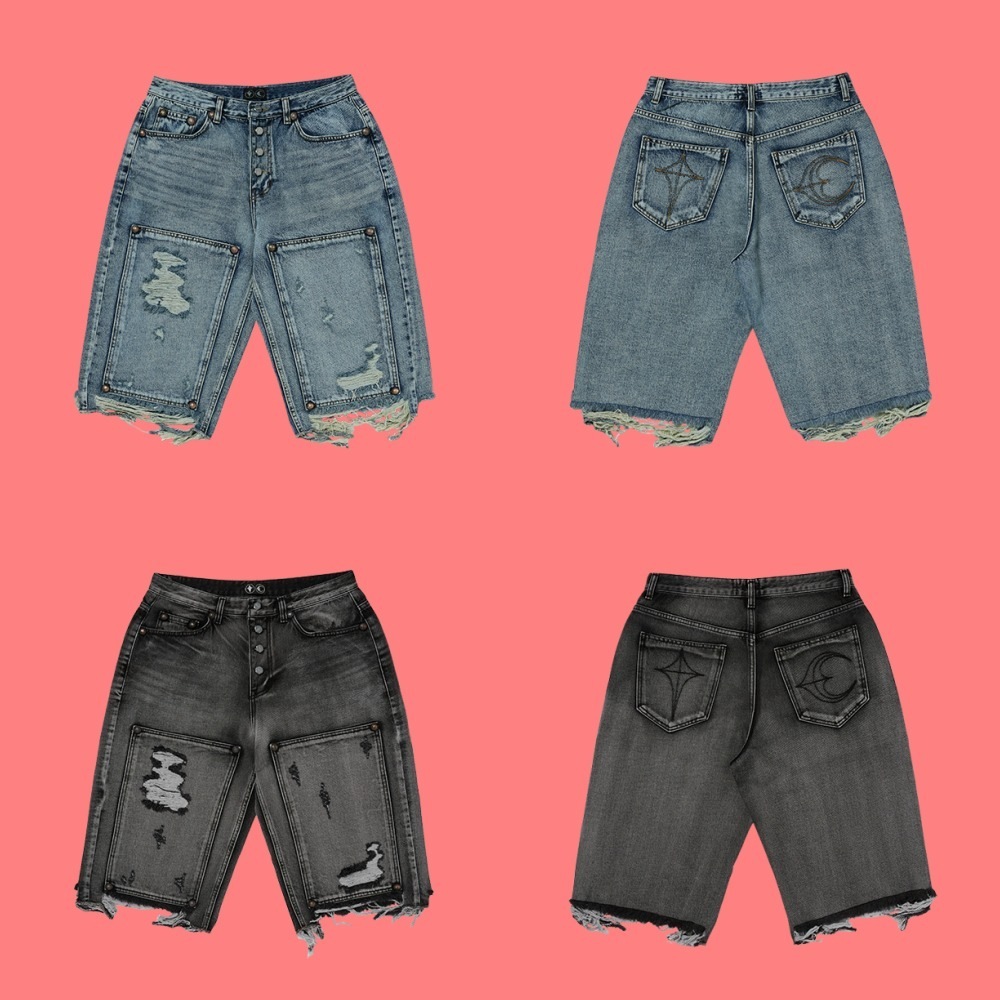 【THUG CLUB】Double knee Damage Shorts