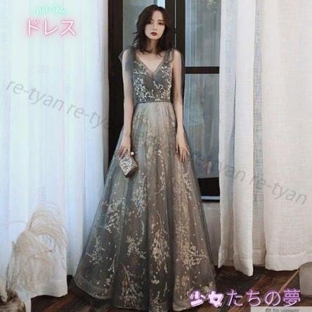 演奏会用ロングドレス パーティードレス可愛い 大きいサイズ ウエディングドレス 二次会 花嫁 30代40代 撮影用 発表会 姫系 カラードレス プリンセスライン