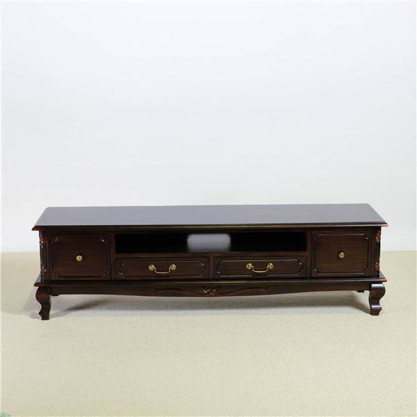 木製 ローボード/テレビ台 Lサイズ 約幅150x奥行40x高さ42cm ブラウン 完成品