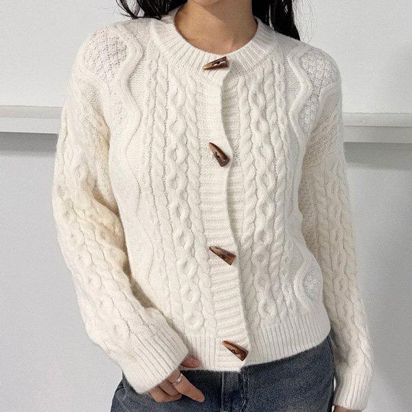 Hスタイル(KN)ロンドン風トッポッキニットカーディガン 冬 女性 ニットカーディガン カーディガン ウール ウール アウター ベーシックTシャツ