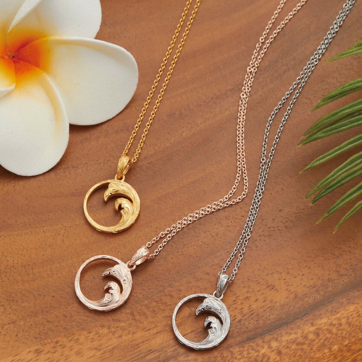 ネックレス サージカルステンレス316L製 サークル スクロール ハワイアンジュエリー