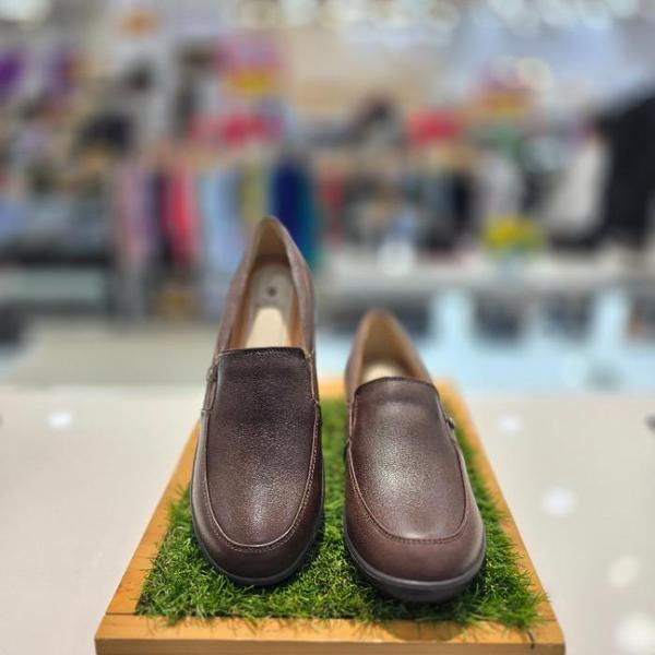 セーブゾーン04 女性コンフォートカジュアルバンディング軽量4cmノンスリップスリップオン ブラウン 3FHOQ477 (S41140449)