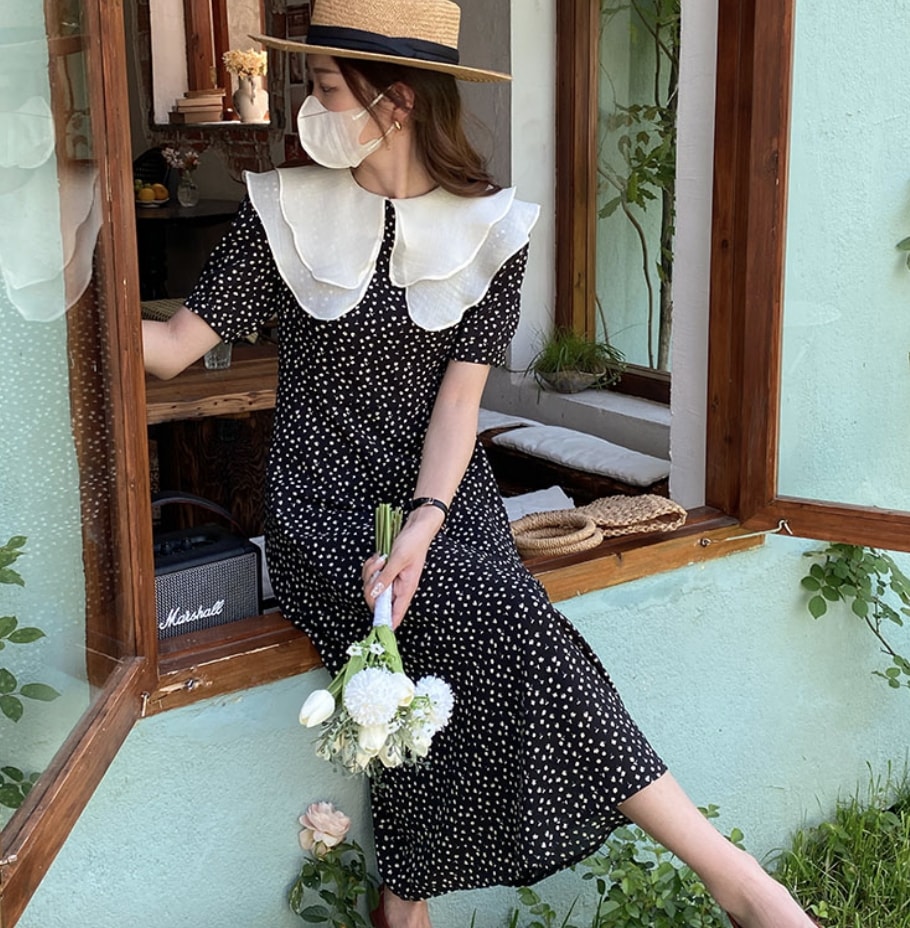 ワンピース デート フレアワンピース ロング ロング丈 袖あり 半袖 かわいい 大人可愛い きれいめ シンプル カジュアル 大人 上品 おしゃれ お洒落 主役級 存在感 柄 夏 10代 20代 30代