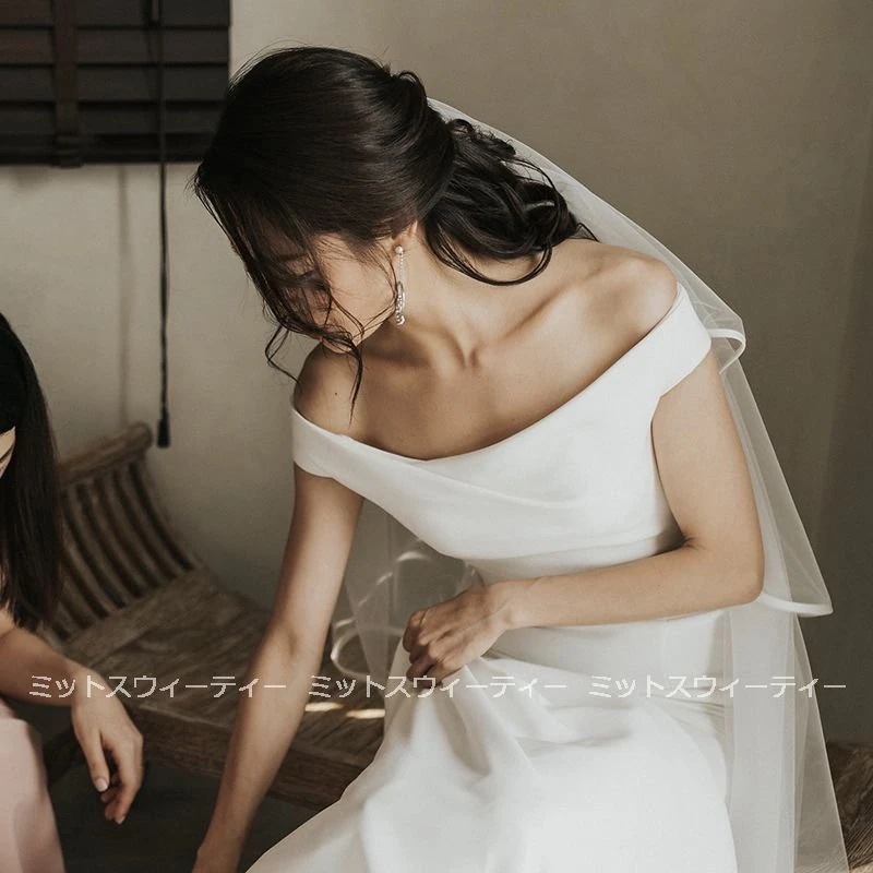 ウェディングドレス 白 二次会 花嫁 スレンダードレス 海外挙式 パーティードレス 披露宴 ブライダ