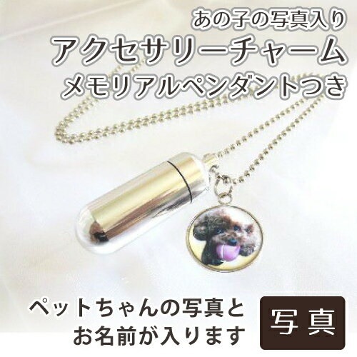 メモリアルチャーム ペット仏具 ペットメモリアル アクセサリーチャーム メモリアルペンダント(中)つき 犬 猫 ペット供養 かわいい 写真