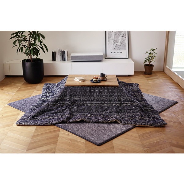 270080876 綿100%のジャガード織 こたつ布団 ジラル ネイビー 長方形 190×290cm メーカー直送 8,441円