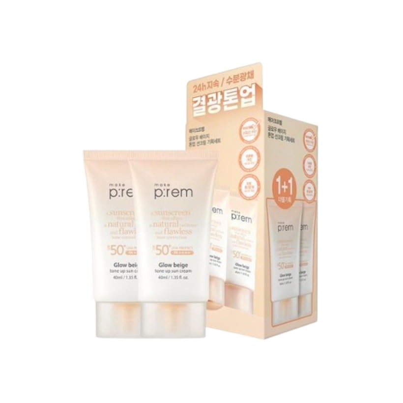 [1+1]グロー ベージュ トーンアップ 日焼け止め, 40ml