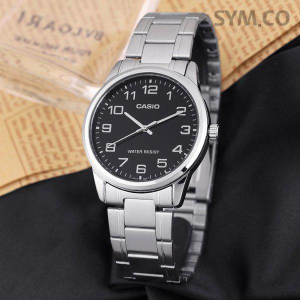 MTP-V001D-1B シンプル ラウンド アナログ スーツ メンズ メタル 時計 d