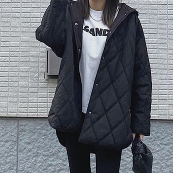 【SNS大人気アイテム登場】 韓国風ファッション カジュア フード付き中綿コート