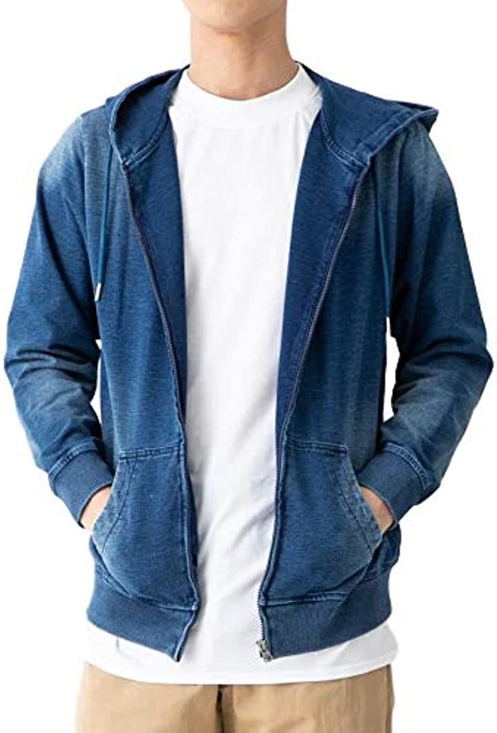 スリーピングシープ 柔らか ストレッチ ニットデニム セットアップ メンズ NV-JK-M(ネイビー（ジャケットのみ）, M)