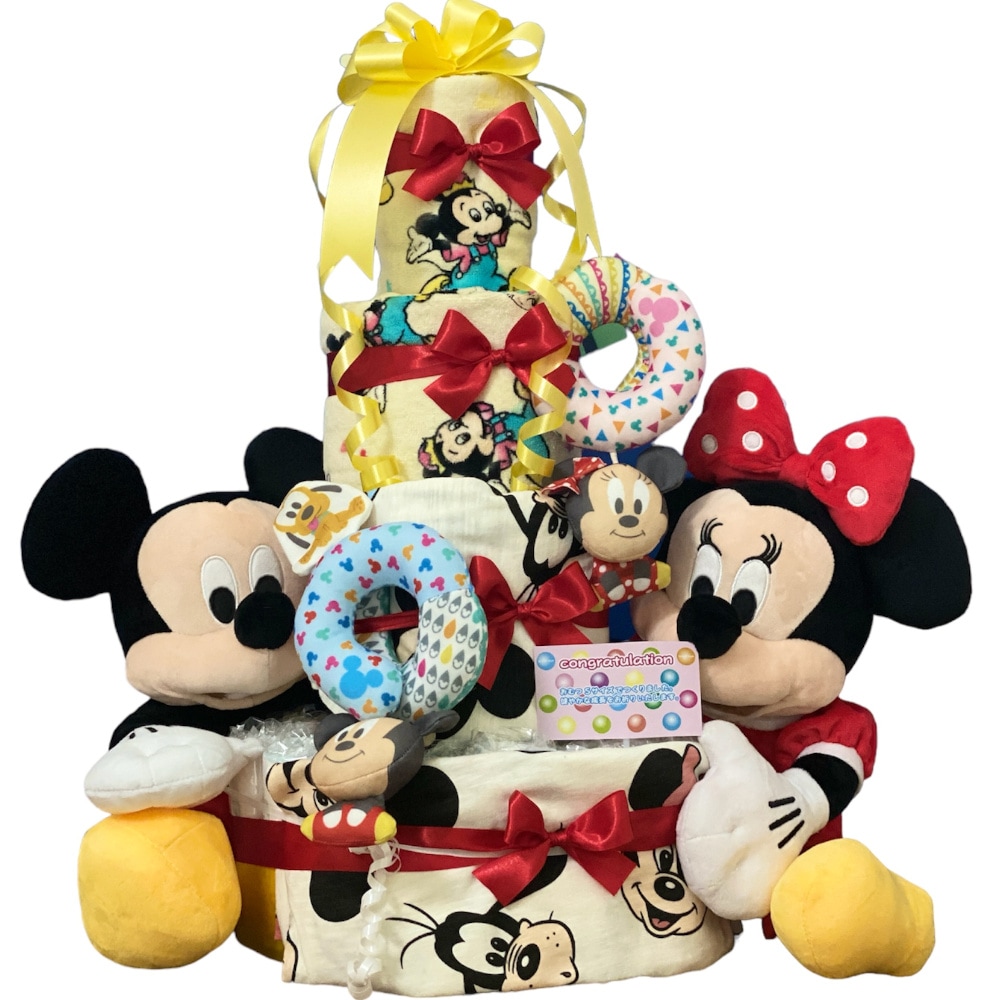 ディズニー おむつケーキ 豪華4段 男の子 女の子 贈り物