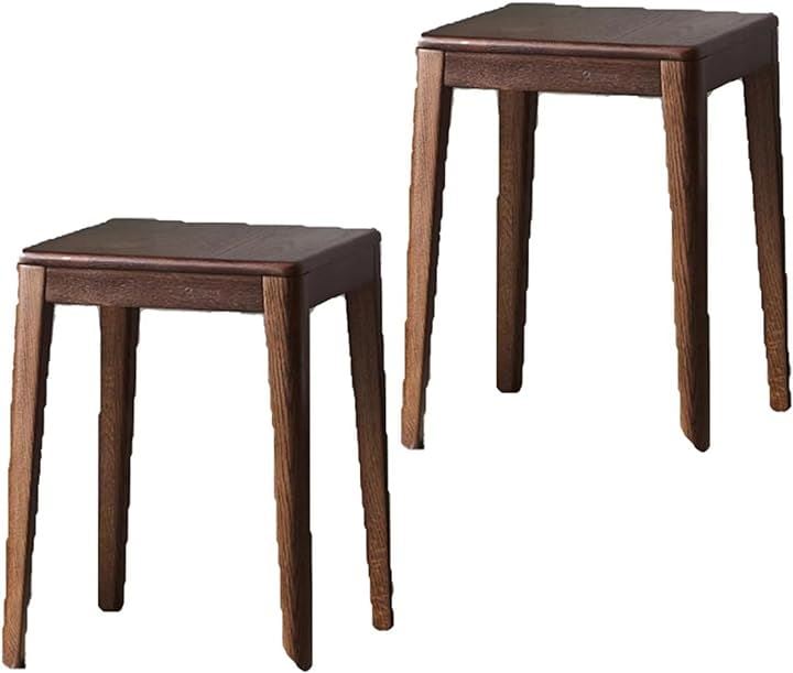 スツール アメリカオークウッド 2脚セット 椅子 幅34cmx奥行34cmx高さ45cm 2足 チェア ウッドスツール ダイニングチェア リビングチェア( ダークブラウン(2脚セット))