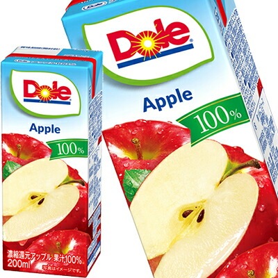 メグミルク Doleップル100% アップルジュース りんごジュース ドール フルーツジュース 果汁100％ 200ml紙パック36本[18本2箱]【34営業日以内に出荷