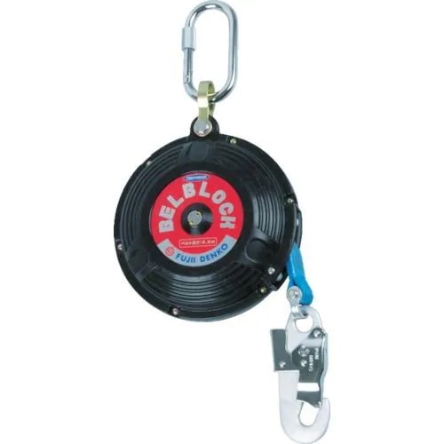 【メーカー直送品】TSUYORON ベルト巻取式墜落防止器具 ベルブロック ショックアブソーバなし ベルト幅18mm×長さ8m BB-80-SN(引寄ロープ付)BB-80-SN