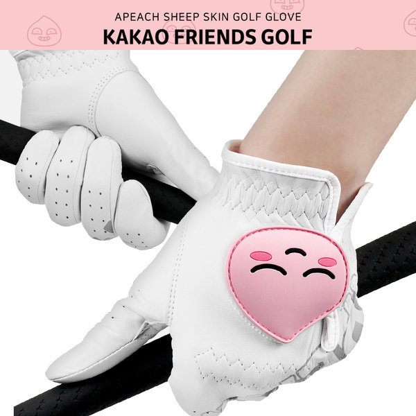 カカオフレンズ カカオ アピーチ 女性 オール羊皮 ゴルフ手袋 左