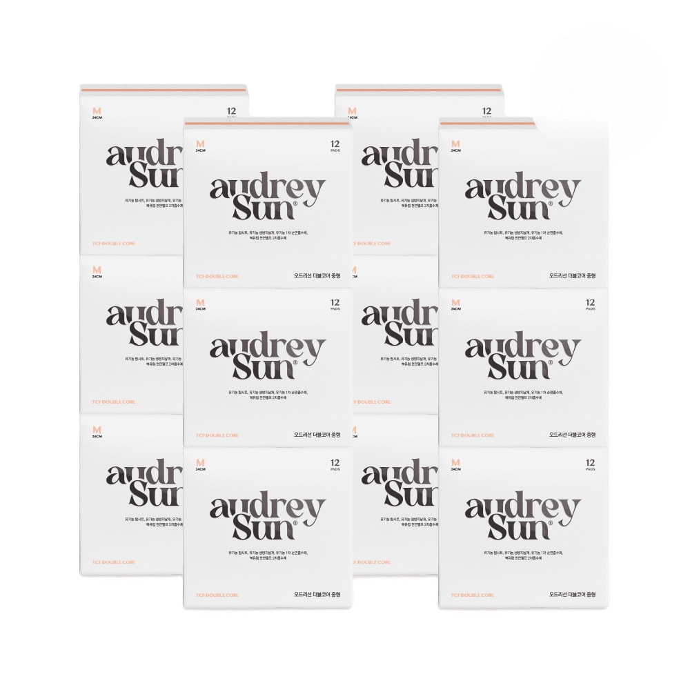 オードリー サン ダブルコア オーガニック 純綿 生理用ナプキン TCF ビーガン 中型 12pcs X 12パック 10,672円