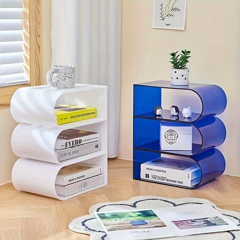 ラック 多機能 ユニーク おしゃれ かわいい インテリア 北欧 サイドテーブル マルチ 収納 棚 シェルフ マガジン ラック 本棚 ベージュ 4-7