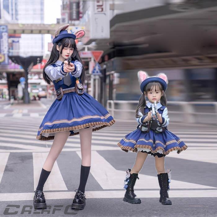 【即納】人気新作N0.1ズートピア ジュディ・ホップス ワンピース 大人 子供 余興 ハロウィン仮装