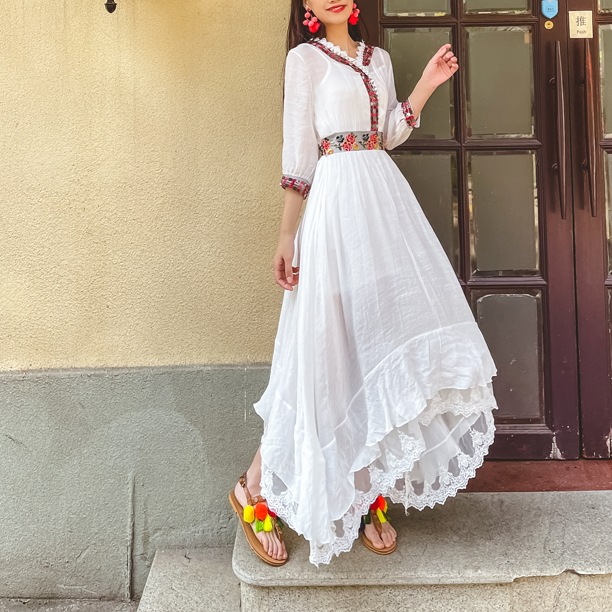 ワンピース ドレス ワンピ ワンピースドレス カラードレス ロング丈 ロング レッド ホワイト